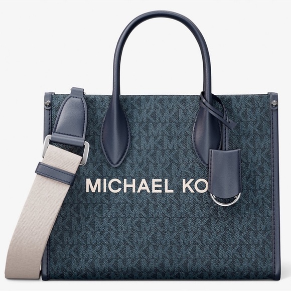 Michael Kors Small Mirella Signature Logo Crossbody Bag Admiral Blue - Picture 1 of 9